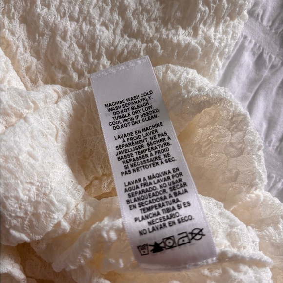 Frame Denim Cream Smocked Polo Tee - Picture 8 of 8